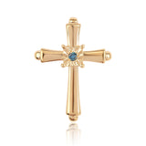 Cruce Pandantiv din Argint 925 Placat cu Aur ( 0.63 grame ) cu Diamant Albastru 0.02 Carate