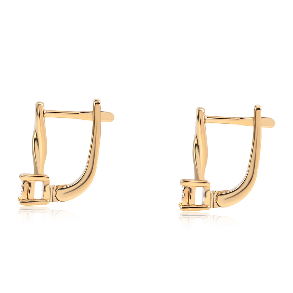 Cercei din Argint 925 Placat cu Aur ( 1.92 grame ) cu Diamant Albastru 0.01 Carate