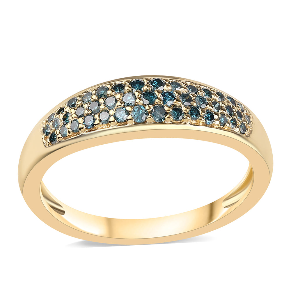 Inel din Argint 925 Placat cu Aur ( 2.35 grame ) cu Diamant Albastru 0.35 Carate