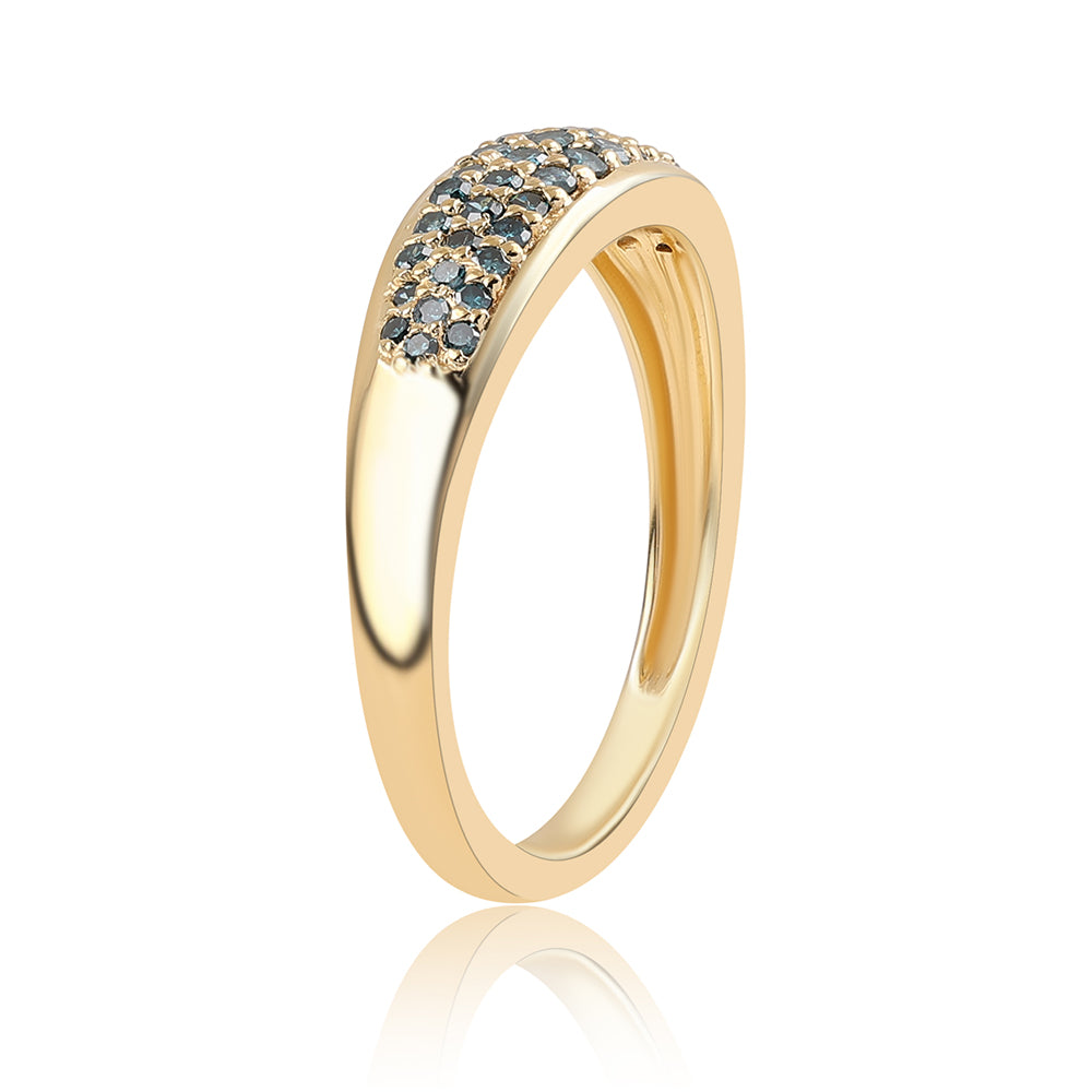 Inel din Argint 925 Placat cu Aur ( 2.35 grame ) cu Diamant Albastru 0.35 Carate