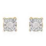 Cercei din Argint 925 Placat cu Aur ( 0.69 grame ) cu Diamant Alb 0.02 Carate