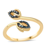 Inel din Argint 925 Placat cu Aur ( 2.96 grame ) cu Diamant Albastru 0.07 Carate