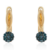Cercei din Argint 925 Placat cu Aur ( 1.94 grame ) cu Diamant Albastru 0.14 Carate