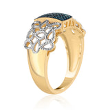 Inel din Argint 925 Placat cu Aur ( 4.85 grame ) cu Diamant Albastru 0.06 Carate