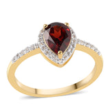 Inel din Argint 925 Placat cu Aur ( 1.75 grame ) cu Granat Barton și Topaz Alb 2.53 Carate