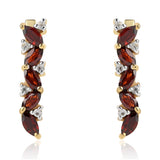 Cercei din Argint 925 Placat cu Aur ( 1.9 grame ) cu Granat Barton și Topaz Alb 5.2 Carate