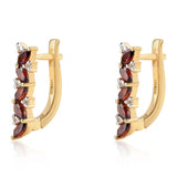 Cercei din Argint 925 Placat cu Aur ( 1.9 grame ) cu Granat Barton și Topaz Alb 5.2 Carate