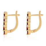 Cercei din Argint 925 Placat cu Aur ( 1.9 grame ) cu Granat Barton și Topaz Alb 5.2 Carate