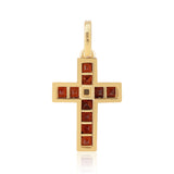 Cruce Pandantiv din Argint 925 Placat cu Aur ( 1.85 grame ) cu Granat Barton și Topaz Alb 1.31 Carate