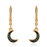 Cercei din Argint 925 Placat cu Aur ( 1.6 grame ) cu Diamant Albastru 0.07 Carate
