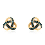 Cercei din Argint 925 Placat cu Aur ( 2.77 grame ) cu Diamant Albastru 0.03 Carate