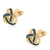 Cercei din Argint 925 Placat cu Aur ( 2.77 grame ) cu Diamant Albastru 0.03 Carate