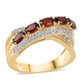 Inel din Argint 925 Placat cu Aur ( 4.73 grame ) cu Granat Barton și Topaz Alb 2.39 Carate