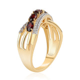 Inel din Argint 925 Placat cu Aur ( 4.73 grame ) cu Granat Barton și Topaz Alb 2.39 Carate