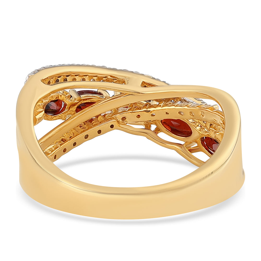 Inel din Argint 925 Placat cu Aur ( 4.73 grame ) cu Granat Barton și Topaz Alb 2.39 Carate