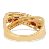 Inel din Argint 925 Placat cu Aur ( 4.73 grame ) cu Granat Barton și Topaz Alb 2.39 Carate