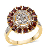 Inel din Argint 925 Placat cu Aur ( 4.74 grame ) cu Granat Barton și Topaz Alb 2.31 Carate