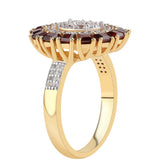 Inel din Argint 925 Placat cu Aur ( 4.74 grame ) cu Granat Barton și Topaz Alb 2.31 Carate