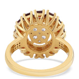 Inel din Argint 925 Placat cu Aur ( 4.74 grame ) cu Granat Barton și Topaz Alb 2.31 Carate