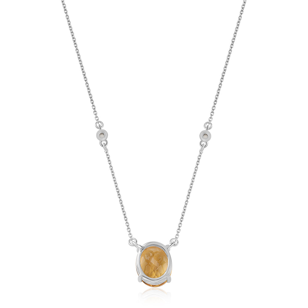 Colier din Argint 925 ( 3.64 grame ) cu Citrin și Topaz Alb 4.28 Carate