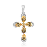 Cruce Pandantiv din Argint 925 ( 2.19 grame ) cu Citrin și Topaz Alb 2.02 Carate