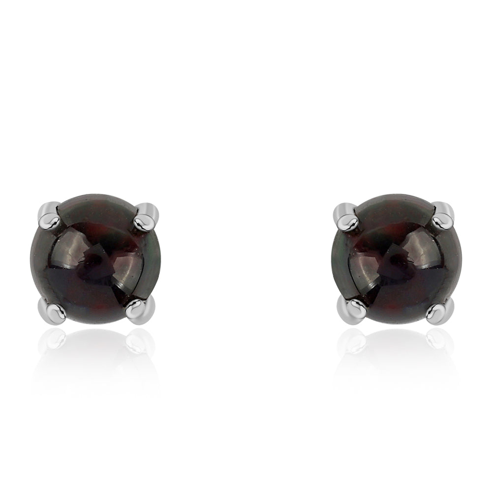 Cercei din Argint 925 ( 0.85 grame ) cu Opal Etiopian Negru Lega Dembi 0.64 Carate