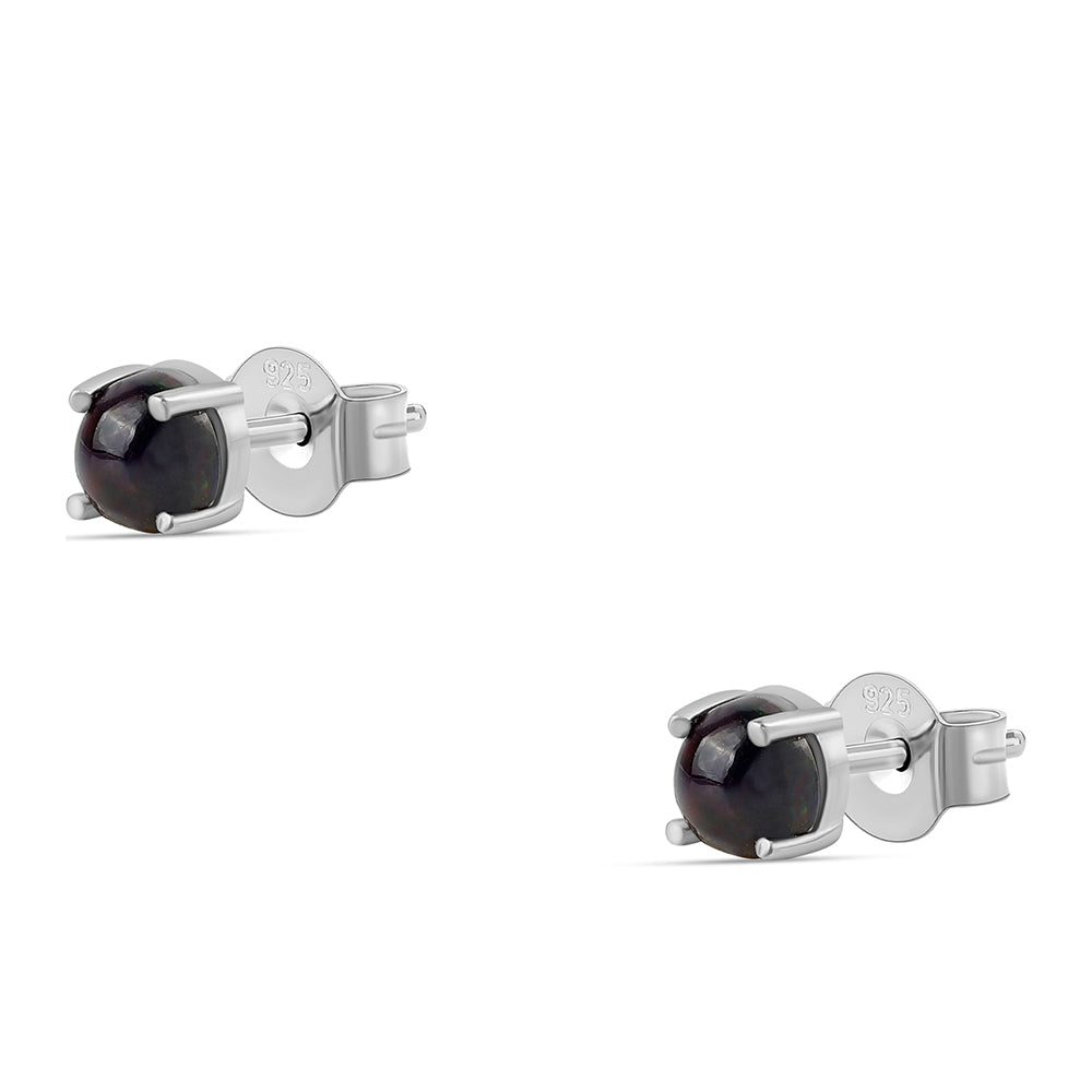 Cercei din Argint 925 ( 0.85 grame ) cu Opal Etiopian Negru Lega Dembi 0.64 Carate