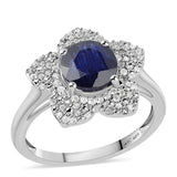 Inel din Argint 925 ( 3.82 grame ) cu Safir Albastru Australian și Topaz Alb 3.55 Carate