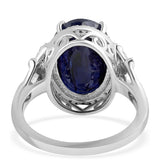 Inel din Argint 925 ( 4.54 grame ) cu Safir Albastru Australian și Topaz Alb 8.73 Carate