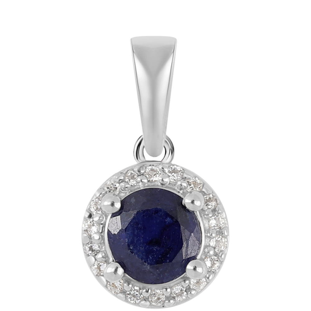 Pandantiv din Argint 925 ( 0.85 grame ) cu Safir Albastru Australian și Topaz Alb 0.84 Carate