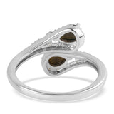 Inel din Argint 925 ( 3.43 grame ) cu Opal Etiopian Negru Lega Dembi și Topaz Alb 0.65 Carate