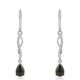 Cercei din Argint 925 ( 3.1 grame ) cu Opal Etiopian Negru Lega Dembi și Topaz Alb 1.8 Carate