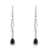 Cercei din Argint 925 ( 3.1 grame ) cu Opal Etiopian Negru Lega Dembi și Topaz Alb 1.8 Carate