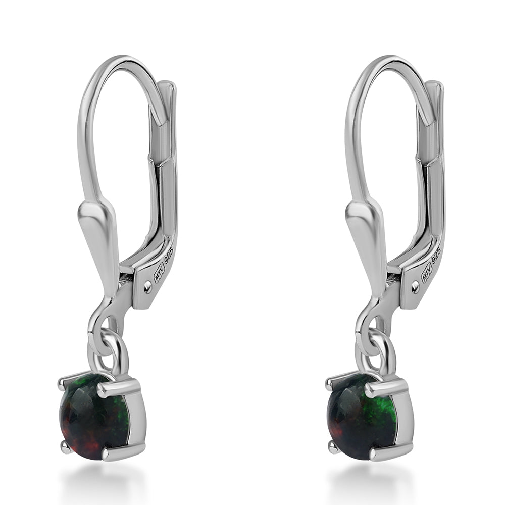Cercei din Argint 925 ( 1.21 grame ) cu Opal Etiopian Negru Lega Dembi 0.64 Carate