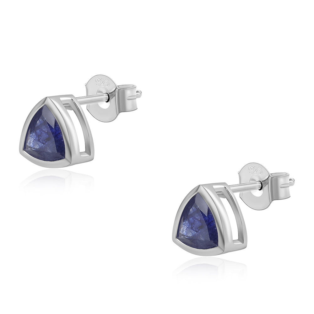 Cercei din Argint 925 ( 1.3 grame ) cu Safir Albastru Australian 1.8 Carate