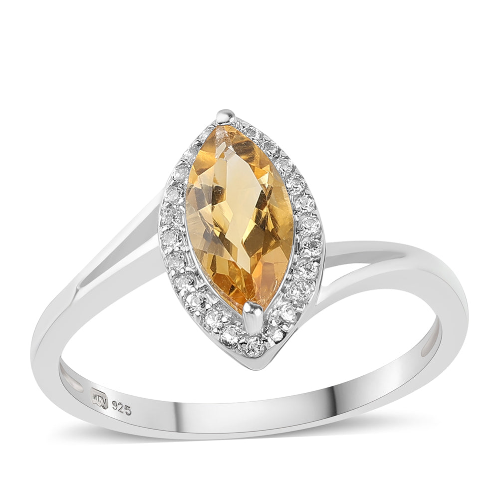 Inel din Argint 925 ( 2.02 grame ) cu Citrin și Topaz Alb 1.21 Carate