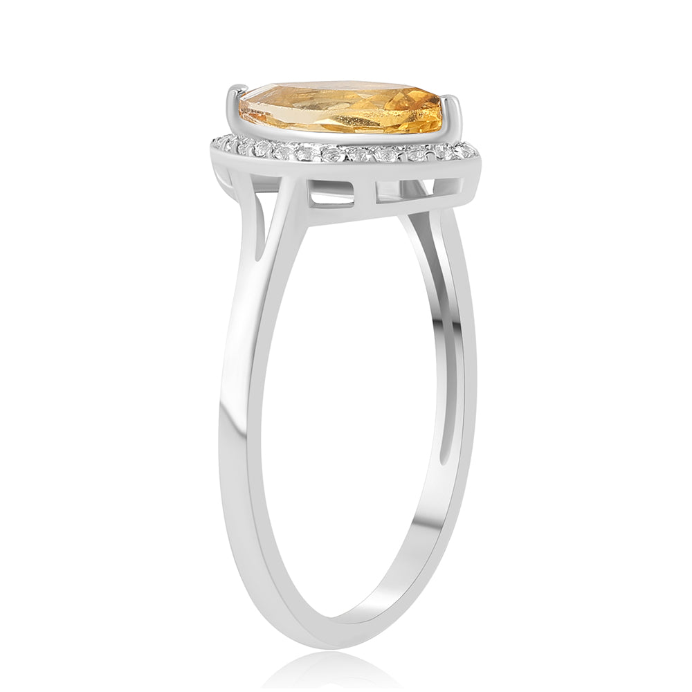 Inel din Argint 925 ( 2.02 grame ) cu Citrin și Topaz Alb 1.21 Carate