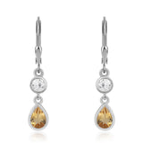 Cercei din Argint 925 ( 2.36 grame ) cu Citrin și Topaz Alb 1.8 Carate