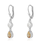 Cercei din Argint 925 ( 2.36 grame ) cu Citrin și Topaz Alb 1.8 Carate