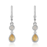 Cercei din Argint 925 ( 2.36 grame ) cu Citrin și Topaz Alb 1.8 Carate