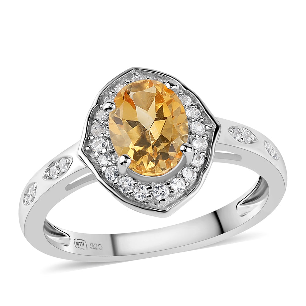 Inel din Argint 925 ( 2.97 grame ) cu Citrin și Topaz Alb 1.43 Carate