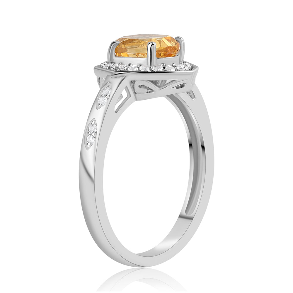 Inel din Argint 925 ( 2.97 grame ) cu Citrin și Topaz Alb 1.43 Carate