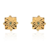 Cercei din Argint 925 Placat cu Aur ( 1.22 grame ) cu Diamant Verde 0.01 Carate