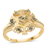 Inel din Argint 925 Placat cu Aur ( 3.97 grame ) cu Diamant Verde 0.04 Carate