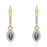 Cercei din Argint 925 Placat cu Aur ( 2.51 grame ) cu Iolit și Topaz Alb 0.52 Carate