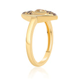 Inel din Argint 925 Placat cu Aur ( 3.02 grame ) cu Iolit și Topaz Alb 0.51 Carate