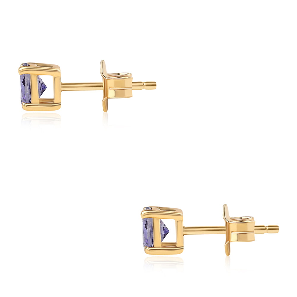 Cercei din Argint 925 Placat cu Aur ( 0.95 grame ) cu Iolit 0.88 Carate