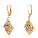 Cercei din Argint 925 Placat cu Aur ( 5.38 grame ) cu Iolit 1.3 Carate