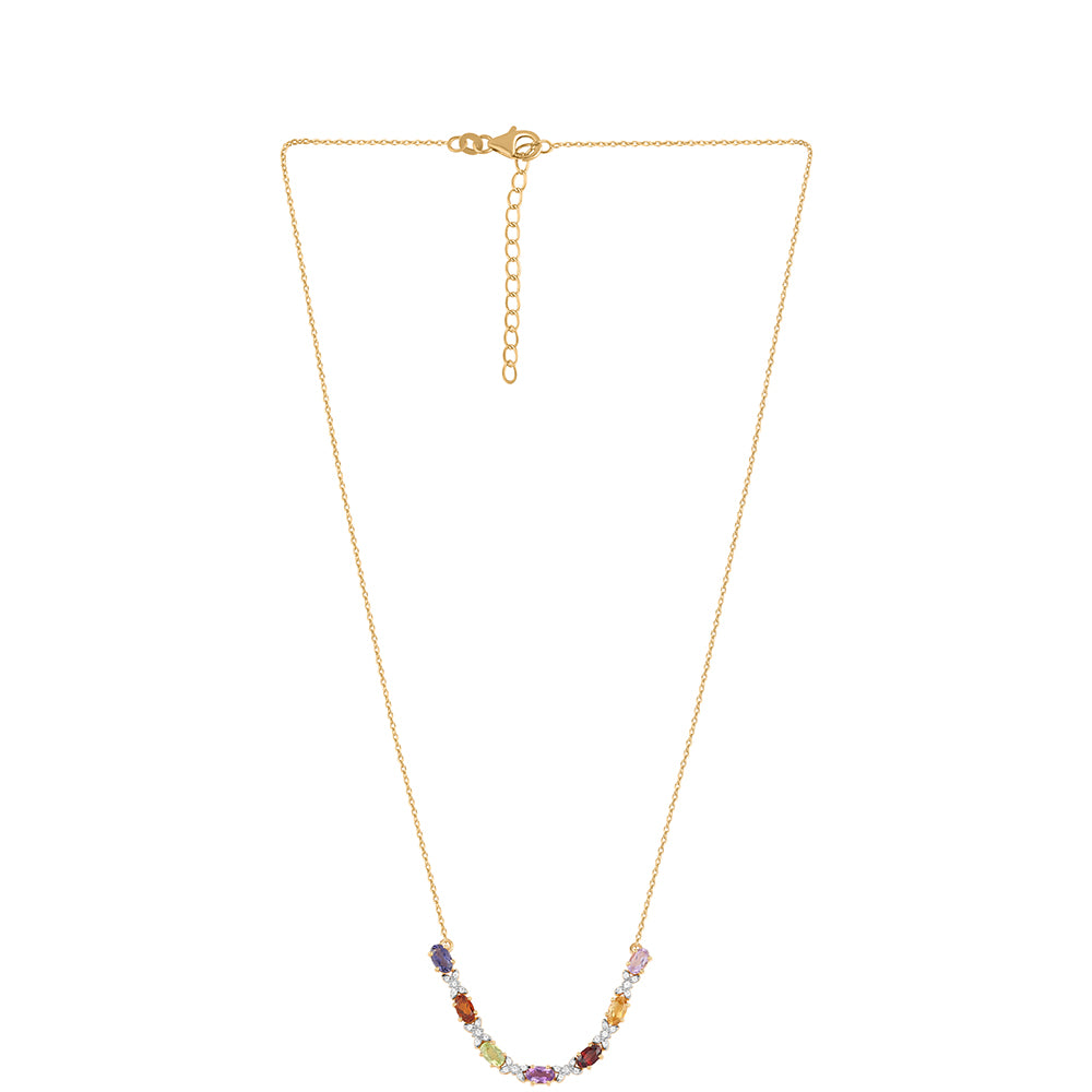 Colier din Argint 925 Placat cu Aur ( 4.02 grame ) cu Ametist Rose de France și Citrin 1.79 Carate