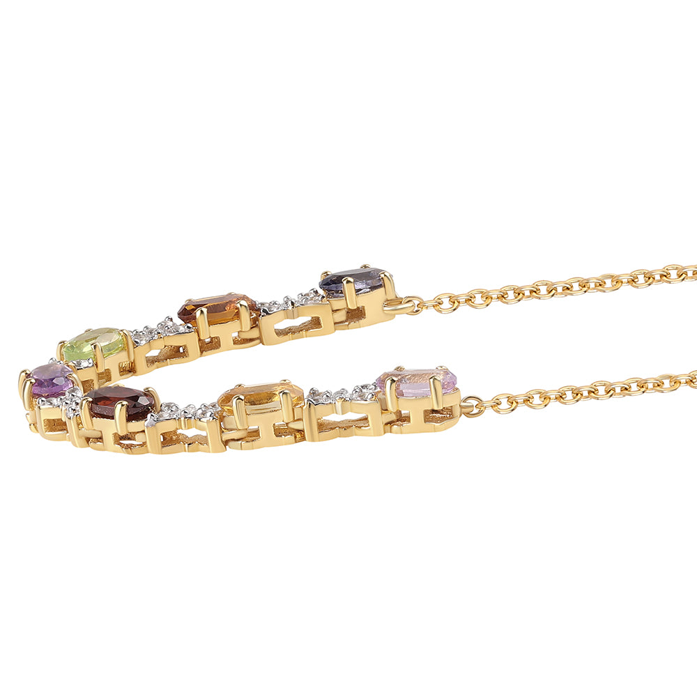 Colier din Argint 925 Placat cu Aur ( 4.02 grame ) cu Ametist Rose de France și Citrin 1.79 Carate
